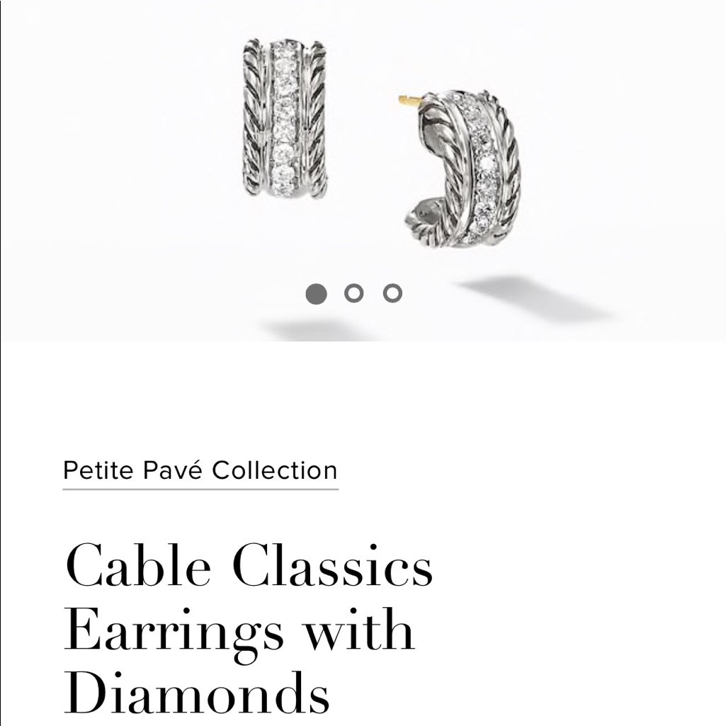 David Yurman Classic Cable Pave Huggies 550$